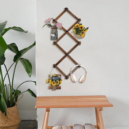 Wgfkvas 2 Pack Accordion Hat Rack for Wall - Expandable Coat Rack & Wall Mounted Hat Holder - Wooden Wall Hanger with 10 Peg Hooks for Coats