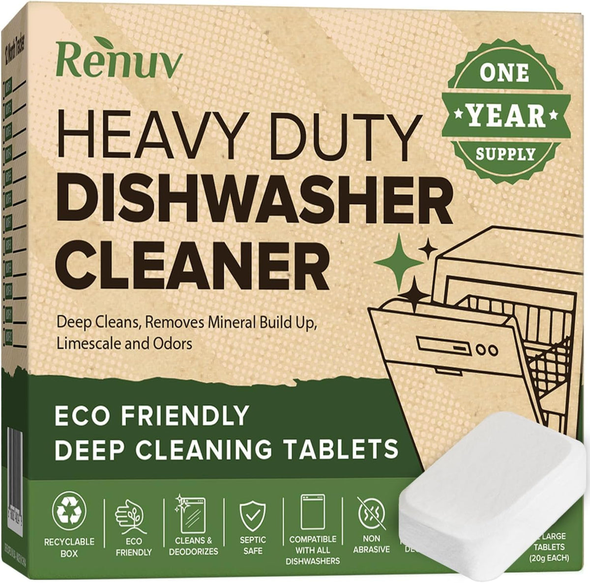 Renuv Dishwasher + Washing Machine Cleaner Bundle – Heavy Duty Deep Cleaning, Descaling & Deodorizing