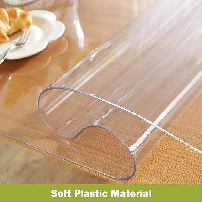 Clear Table Protector 26 x 60 Inch, 1.5mm Thick Plastic Table Cover, Waterproof PVC Clear Table Cover Protector, Desk Protector Mat, Writing Desk Pad for Desktop, Coffee & Dining Room Table