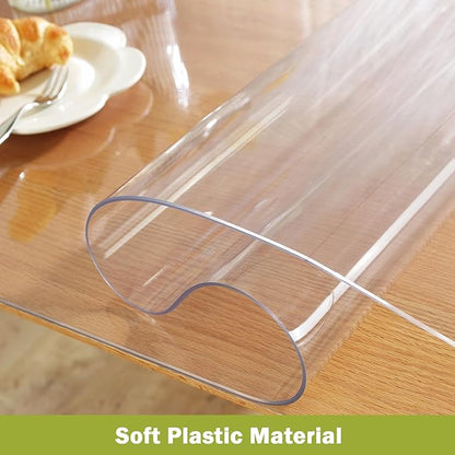 Clear Table Protector 36 x 96 Inch, 1.5mm Thick Plastic Table Cover, Waterproof PVC Clear Table Cover Protector, Desk Protector Mat, Writing Desk Pad for Desktop, Coffee & Dining Room Table