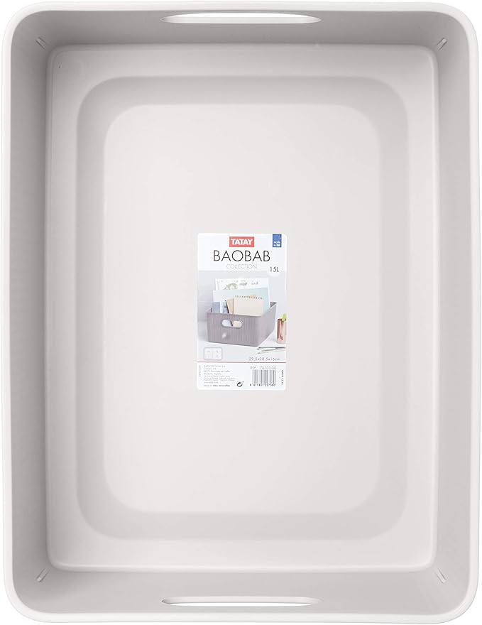 Tatay Baobab Large Multi-Purpose Storage Basket with Capacity for 15 Litres, White, 29.4 x 38.5 x 16