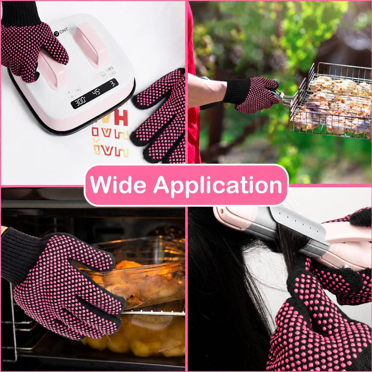 HTVRONT Heat Resistant Gloves for Sublimation 2Pcs with Silicone Bumps