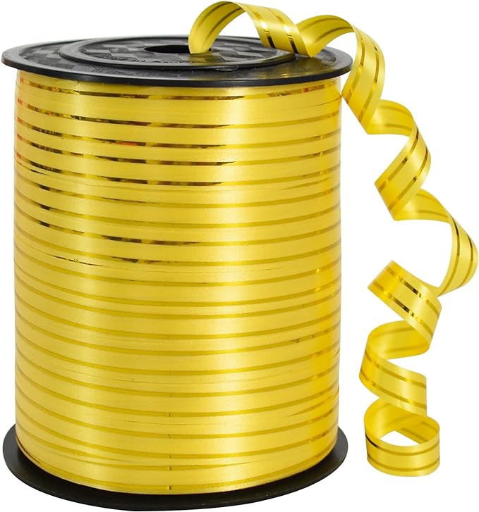 TONIFUL Curling Ribbon-Gold Gold Balloon Curling Ribbons-250 Yards Balloon String for DIY Decor,Gift Wrapping,Ribbons and Bows for Christmas New Year Birthday Gifts Graduation Supplies