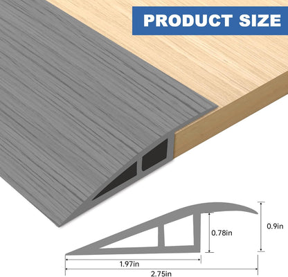 Vinyl Door Threshold Flooring Transition Strip Self Adhesive Carpet Edging Strip for Laminate Doorway Edge Threshold from 3/5" to 4/5" (Light Gray Wood Grain, 3.3 Ft)