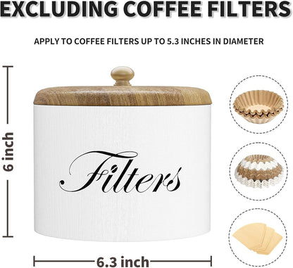Wooden Coffee Filter Holder, Basket Storage Container for Counter, Black Small Bar Accessories for Coffee Bar Station(White Wooden)