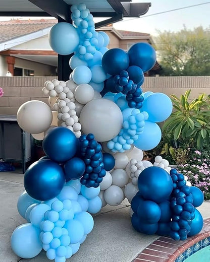 Lukiituke Blue Balloon Arch Kit, 134Pcs Royal Blue Party Balloons, 4 Sizes Blue Latex Balloons for Baby Shower,Birthday,Baseball Party Decorations