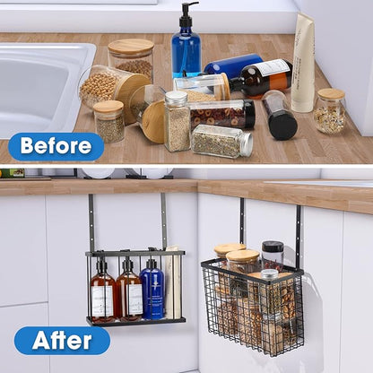 YMCCOOL 2 Pack Cabinet Door Organizer,Over The Cabinet Door Organizer with Towel Bars,Hang Over Cabinet Door Storage, Kitchen Cabinet Door Organizer for Cutting Board, Baking Sheet, Foil, Plastic Wrap