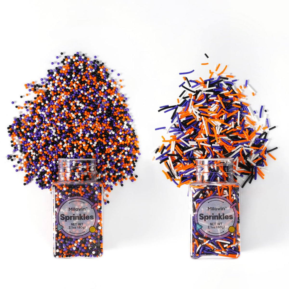 Edible Halloween Sprinkles for Cake Decorating, Halloween Jimmies Sprinkle, Nonpareils Sprinkle, White, Orange, Purple