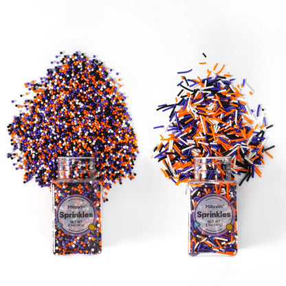 Edible Halloween Sprinkles for Cake Decorating, Halloween Jimmies Sprinkle, Nonpareils Sprinkle, White, Orange, Purple
