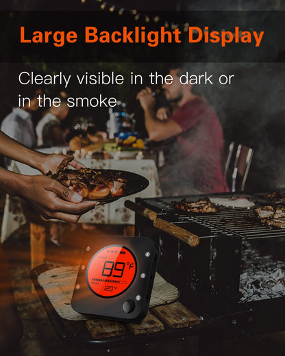 Bfour Bluetooth Meat Thermometer Wireless Meat Thermometer, Wireless Digital Grill Thermometer with 6 Temperature Probes, Large LCD Display