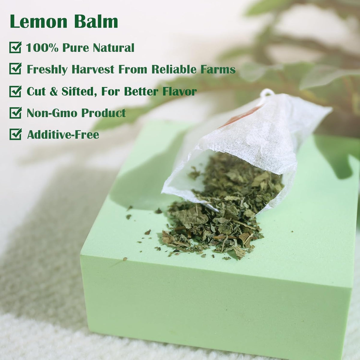 Tearelae - Lemon Balm Tea Bag - 1.5g X 50 Count - Pure Natural Dried Lemon Balm Herb - Premium Lemon Balm Leaf for Calming and Digestion Support