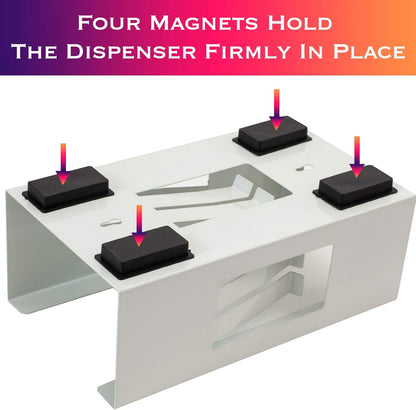 EHOMEA2Z Magnetic Glove Holder,Glove Box Holder,Glove Dispenser,Durable Coated Steel,Space Saving Design for Work,Shop, Garage,Medical Office,Laundry Room,Kitchen,Hospital,Fridge,Wall Mount (White)