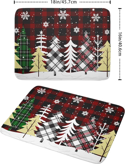 Christmas Dish Drying Mat for Kitchen Counter 16”x18” Christmas Tree Buffalo Plaid Dish Draining Mat Ultra Absorbent Microfiber Pad Holiday Mats Fast