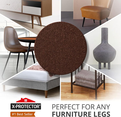 Felt Furniture Pads X-PROTECTOR - 48 Premium Floor Protector Chair Felts for Feet Wood Floors Best Hardwood Protect Your Hard Floors! (Brown)