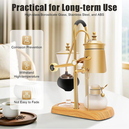 Belgian Syphon Coffee Maker, Belgian Belgium Royal Family Balance Syphon Siphon Coffee Maker Vacuum Brewing System w/Measuring Cup & lcohol Burne