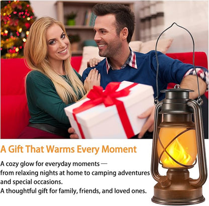 Outdoor Lanterns Waterproof Hanging Vintage LED Camping Lamps with Dancing Flame Non-Solar Remote Control Light Landscape Decor for Table Patio Garden Yard Pathway Porch 2Pack (3AA Batteries Power)