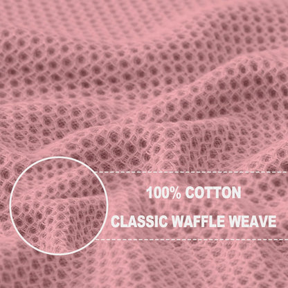 Homaxy 100% Cotton Waffle Weave Kitchen Dish Towels, Ultra Soft Absorbent Quick Drying Cleaning Towel, 13 x 28 Inches, 12-Pack, Dried Rose
