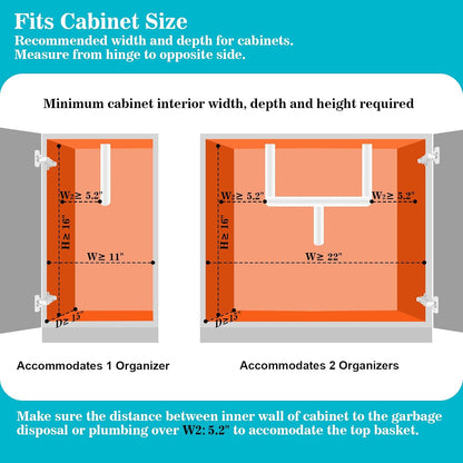 REALINN Under Sink Organizer, Pull Out Cabinet Organizer Slide Out Sink Shelf Cabinet Storage Shelves, Storages for Kitchen Bathroom, Black, 2 Pack
