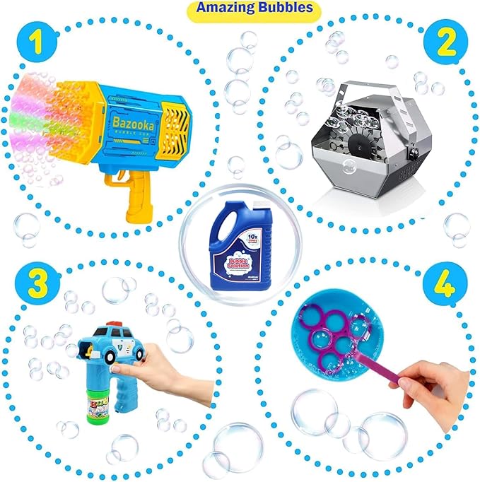 100 oz Concentrated Bubble Solution, Refills up to 8 Gallons, Non-Toxic Concentrated Solution for Bubble Machines, Giant Bubble Wands,Bubble Gun and Blowers (Single)