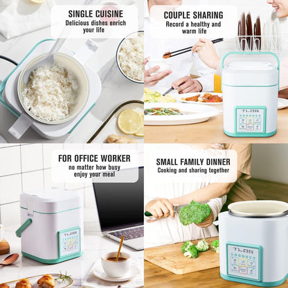 TLOG Mini Rice Cooker 2.5 Cups Uncooked, Healthy Ceramic Coating Portable Rice Maker, 1.2L Travel Rice Pot Small for 1-3 People, Personal Rice maker, Food Steamer, Multi-cooker for Grains, Oats