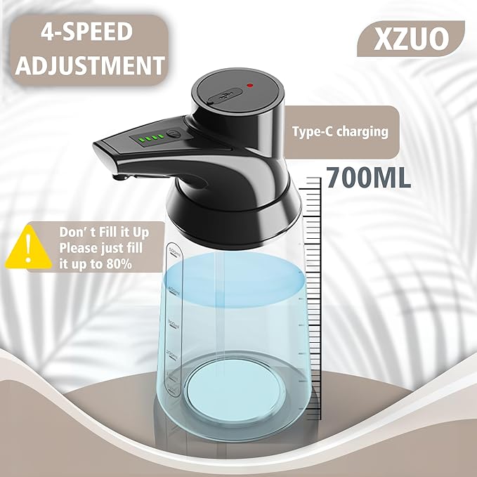 Automatic Soap Dispenser Touchless 23.7oz/700ml Rechargeable Liquid Soap Bottle with Motion Sensor for Bathroom & Kitchen