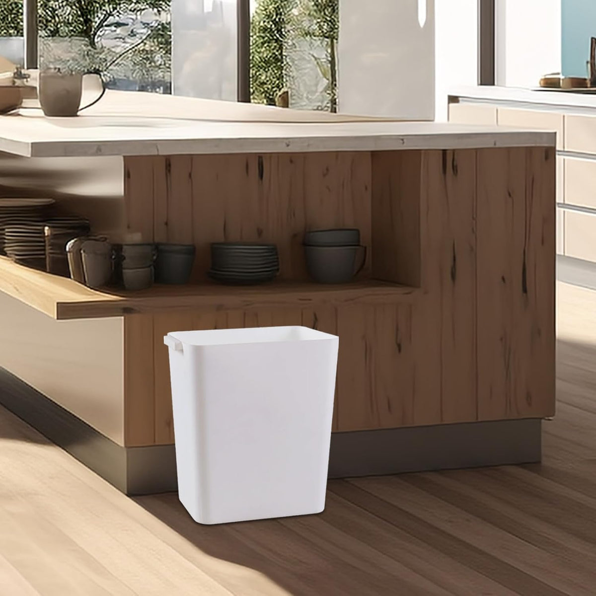 4.5 Gallon Deskside Plastic Wastebasket Rectangular, Open Garbage Container Basket for Office and Home, 3 Packs, White