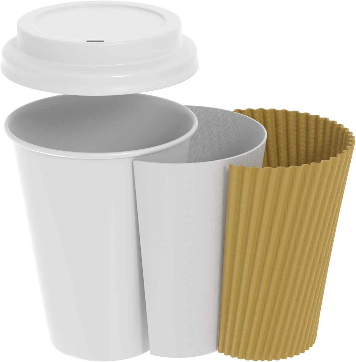 Gusto [12 oz. - 500 Count Insulated Kraft Ripple Paper Hot Cups, Disposable Coffee Cups With Lids - Ideal for Hot Beverages, Travel