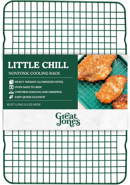 Great Jones Little Chill Wire Cooling Rack (Broccoli) | Nonstick Baking Rack, Heavy-Duty Aluminized Steel | Fits Quarter-Sheet Pans for Cooking and Baking | Oven-Safe 450°F, Dishwasher-Friendly