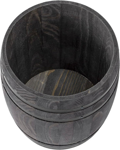 MyGift Wine Barrel Design Kitchen Utensil Crock, Vintage Gray Solid Wood Cooking Tool Holder
