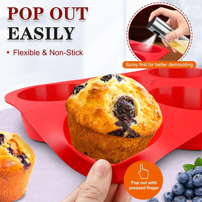 Walfos Silicone Muffin Pan - Cupcake Pans Set of 3, Including 24 Cups Mini Muffin Pans, 12 Cups Regular & 6 Cups Jumbo Muffin Pan, Pop Out Easily