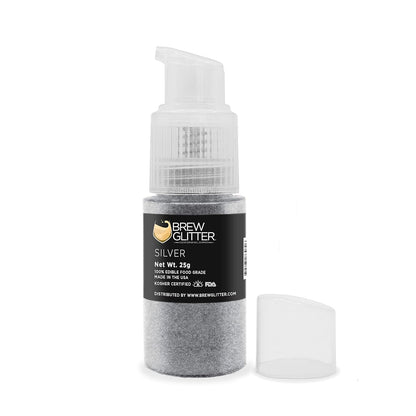 Brew Glitter - Silver (25g 1x Pump), Edible Glitter for Cakes, Cupcakes, Cake Pops, Drinks, Desserts by Bakell