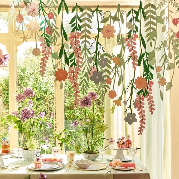 Colorful Wild Flower Garland Floral Banner Garden Party Decorations,Double-Sided Leaf Floral Garland Hanging Flowers for Decoration,Wildflower Party Decorations for Birthday Wedding Baby Shower