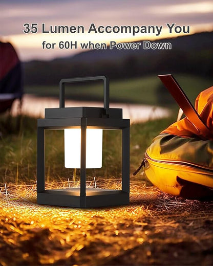 DAKAFUL Outdoor Table Lamp, Led Lamps for Nightstand, Solar Lanterns Outdoor Hanging for Patio Waterproof, Cordless Battery Operated Lamp, Rechargeable Solar Lantern for Reading, Decor, Camping