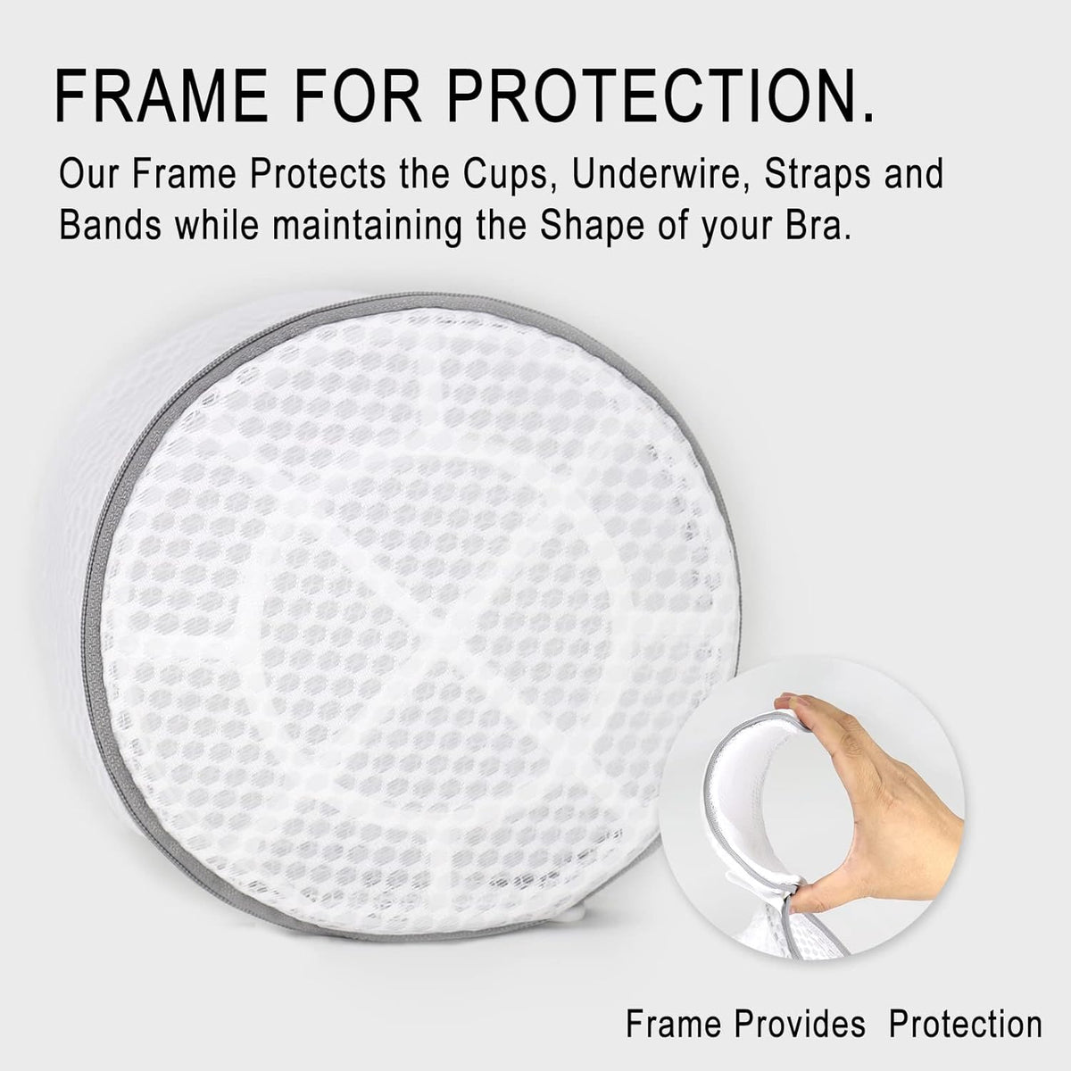 Muchfun 3Pcs Bra Wash Bags, Honeycomb Mesh Laundry Bags for Delicates, Lingerie, Intimates and Underwear 7 x 7 x 6 Inches