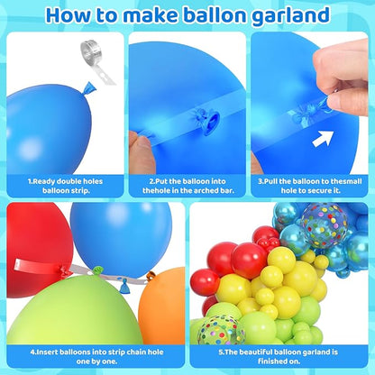 Amandir 165Pcs Summer Beach Pool Party Balloons Decorations Splash Tropical Balloon Arch Garland Kit, Foil Wine Glass Sun Colorful Balloons for Hawaiian Luau Holiday Swimming Birthday Party Backdrop