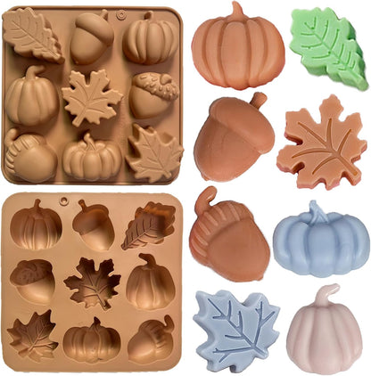 2Pcs Fall Silicone Molds Autumn Silicone Chocolate Molds, Thanksgiving Candy Mold, Fall Chocolate Molds