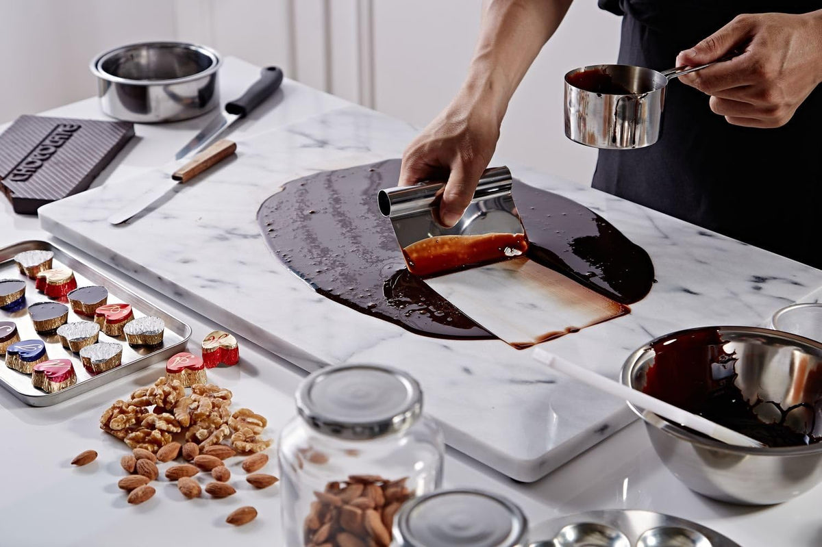JEmarble Pastry Board 12x16 inch with Non-Slip Rubber Feets for Stability Perfect for Keep the Dough Cool and Chocolate Tempering(Premium Quality)