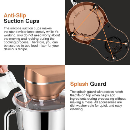Mini Angel Stand Mixer,10-Speed 5QT Kitchen Electric Mixer,Tilt-Head Food Mixer with Dough Hook, Wire Whisk, Flat Beater