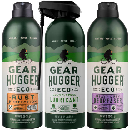 Gear Hugger Lubricant, Degreaser & Rust Remover - Eco-Friendly (11 oz, Pack of 3), Garage Door Lubricant Spray, Heavy Duty Oven Cleaner & Rust Protection - Plant-Based, No Petroleum, No PTFE, Green