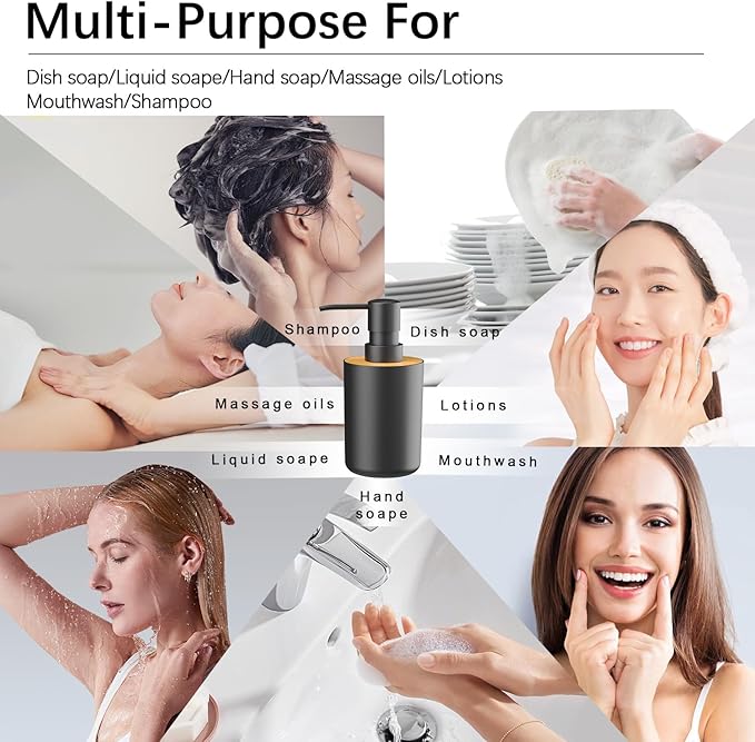 Soap Dispenser for Bathroom and Kitchen, 12oz Modern Minimalist Style Plastic matte white Empty Lotion Dispenser with Refillable Pump,Liquid Bottle for Hand Soap, Dish Soap,College Dorm Use