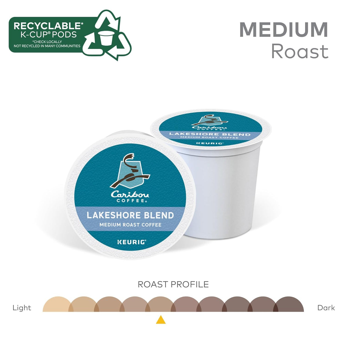 Caribou Coffee Lakeshore Blend Keurig Single-Serve K-Cup Pods, Medium Roast, 24 Count (Pack of 4)