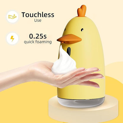 Kids Automatic Touchless Foaming Soap Dispenser, Cute Chick IPX7 Waterproof 350ML Hand Soap Dispenser for Kids Bathroom Home
