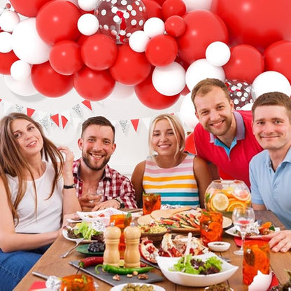 Red White Balloon Arch Garland Arch Kit - Red White Balloons Silver Confetti Balloons for Wedding Birthday Anniversary Graduation Bachelorette Valentine Christmas Party Decorations