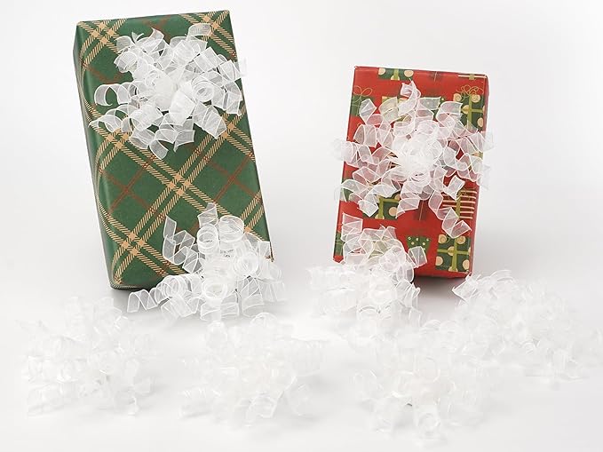 HUIHUANG White Bows for Gift Wrapping Christmas Curly Gift Bows 5 inch x 8 Counts Self-Adhesive Curly Ribbon Bow for Presents, Paper Bag, Party Favors, Wrapping Accessories, Holiday Decor