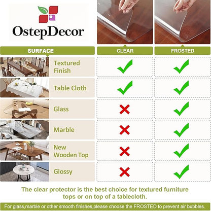 Frosted Clear Table Protector 40 x 60 Inch, 2mm Thick Plastic Table Cover, Waterproof PVC Clear Table Cover Protector, Desk Protector Mat, Writing Desk Pad for Desktop, Coffee & Dining Room Table