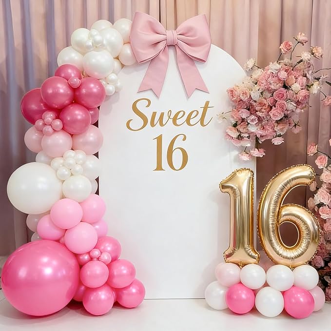 60pcs Pink and Pearl White Balloons Kit, 12 Inch Pastel Pink Pearl Latex Balloons for Baby Showers, Princess Birthday, Bridal Shower, Wedding & Bachelorette Party Decorations