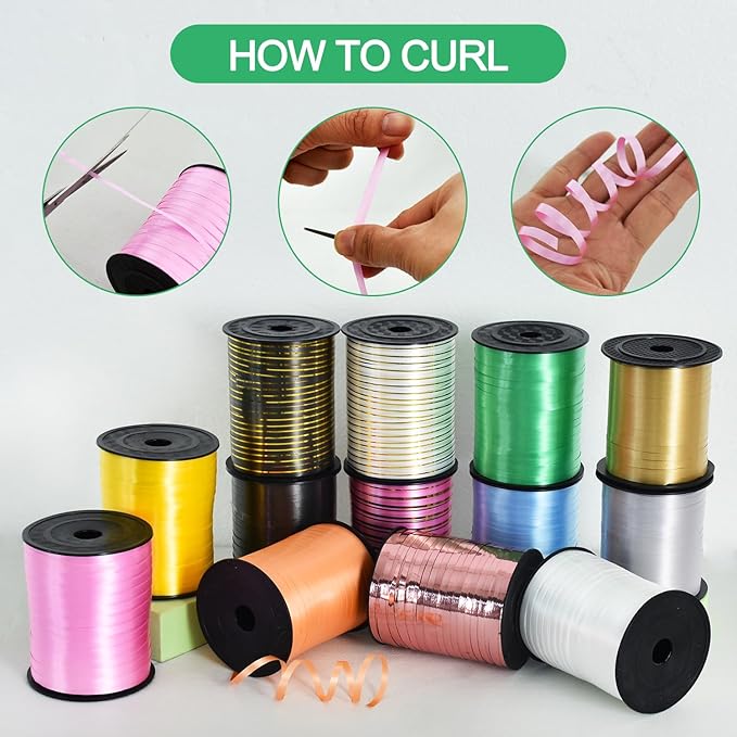 TONIFUL 500 Yards Curling Ribbon-Balloon Ribbon-Balloon String for Art&Craft Decor,Gift Wrapping,Ribbons and Bows for Christmas New Year Birthday Gifts Graduation Supplies (Dark Green)