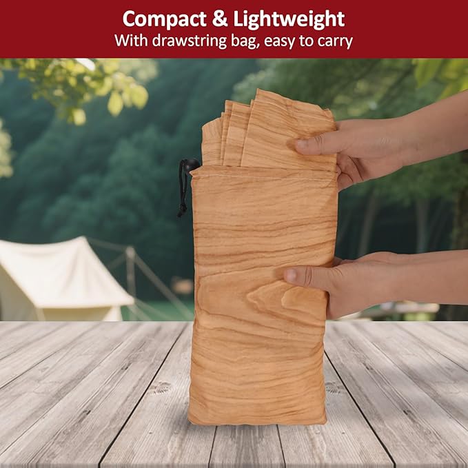 6ft Picnic Table and Bench Cover, Camping Essentials RV Gear, 72 in Waterproof Windproof Outdoor Elastic All Around Tablecloth, Fitted Rectangle Tables and Seats, Wood Grain