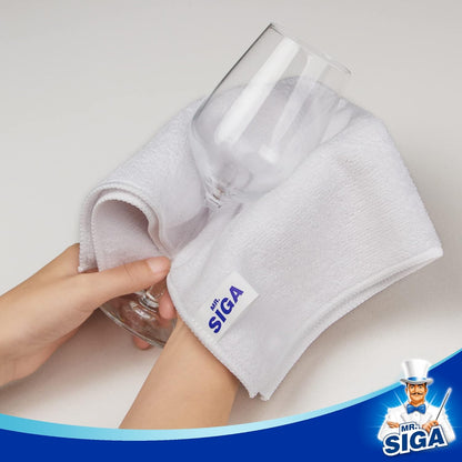 MR.SIGA Microfiber Cleaning Cloth, All-Purpose Microfiber Towels, Streak Free Cleaning Rags, Pack of 12, White, Size 32 x 32 cm(12.6 x 12.6 inch)