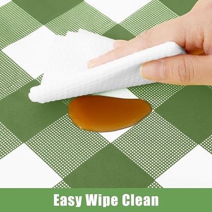 Smiry 3 Pack Sage Green Gingham Disposable Tablecloths - 54" x 108" Heavy Duty Plastic Table Cloth, Waterproof Buffalo Plaid Table Covers for Picnic, Banquets, Outdoor, Easter